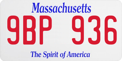 MA license plate 9BP936