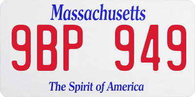 MA license plate 9BP949