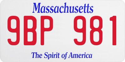 MA license plate 9BP981