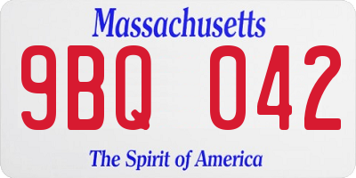 MA license plate 9BQ042