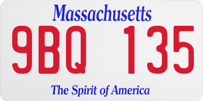 MA license plate 9BQ135