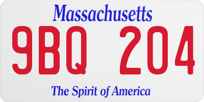 MA license plate 9BQ204