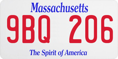 MA license plate 9BQ206