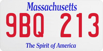 MA license plate 9BQ213