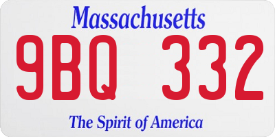 MA license plate 9BQ332