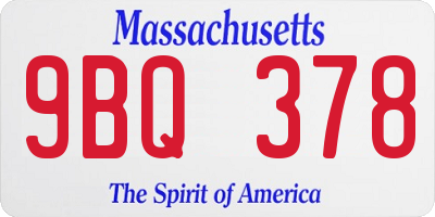 MA license plate 9BQ378