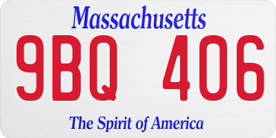 MA license plate 9BQ406