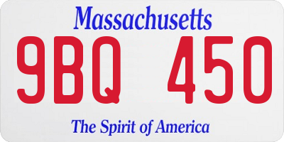 MA license plate 9BQ450