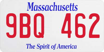MA license plate 9BQ462