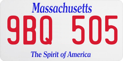 MA license plate 9BQ505