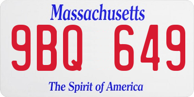 MA license plate 9BQ649