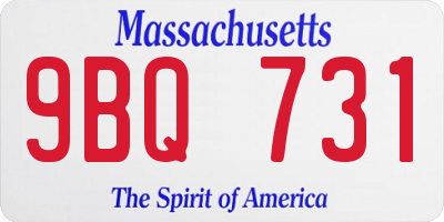 MA license plate 9BQ731