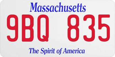 MA license plate 9BQ835