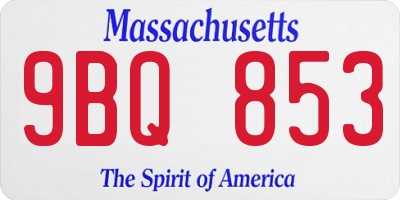 MA license plate 9BQ853