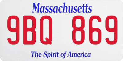 MA license plate 9BQ869