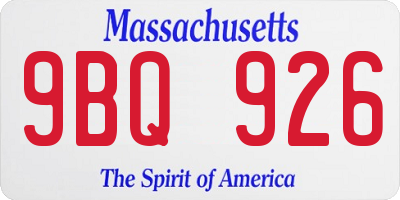 MA license plate 9BQ926