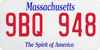 MA license plate 9BQ948