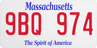 MA license plate 9BQ974