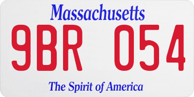 MA license plate 9BR054