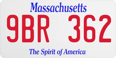 MA license plate 9BR362