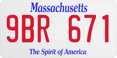 MA license plate 9BR671