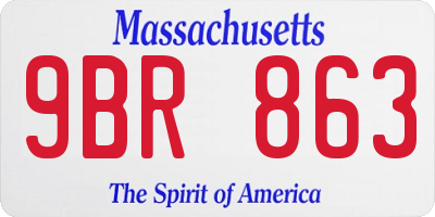 MA license plate 9BR863