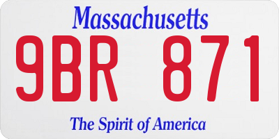 MA license plate 9BR871