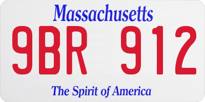 MA license plate 9BR912