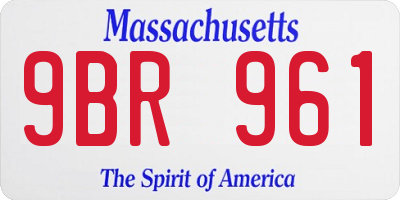 MA license plate 9BR961