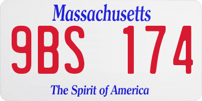 MA license plate 9BS174