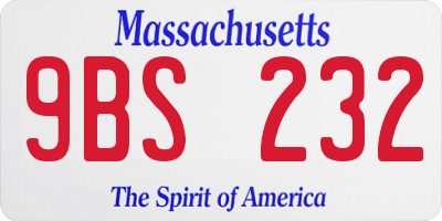 MA license plate 9BS232