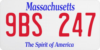 MA license plate 9BS247
