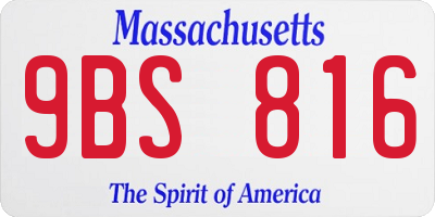 MA license plate 9BS816