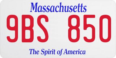 MA license plate 9BS850
