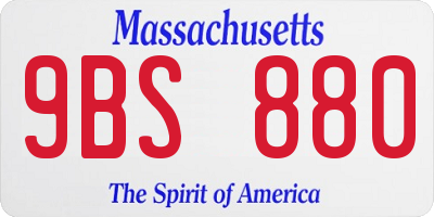 MA license plate 9BS880