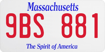 MA license plate 9BS881