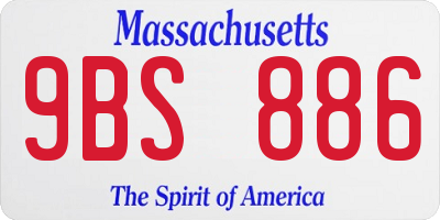 MA license plate 9BS886