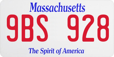 MA license plate 9BS928