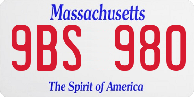 MA license plate 9BS980