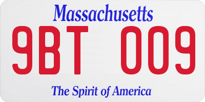 MA license plate 9BT009