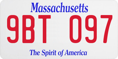 MA license plate 9BT097