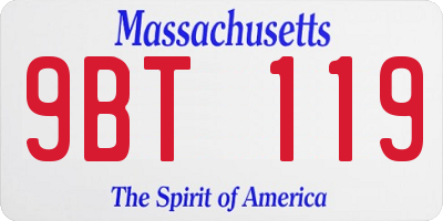 MA license plate 9BT119