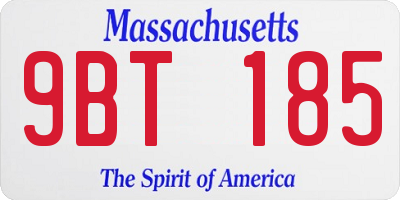 MA license plate 9BT185