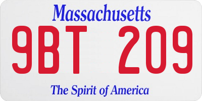 MA license plate 9BT209