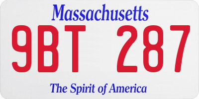 MA license plate 9BT287
