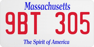 MA license plate 9BT305