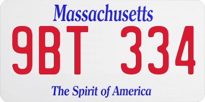 MA license plate 9BT334