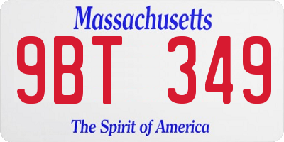 MA license plate 9BT349
