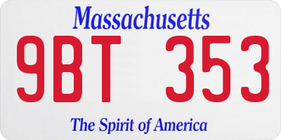 MA license plate 9BT353