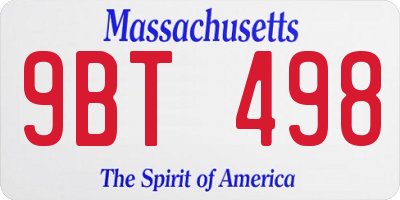 MA license plate 9BT498